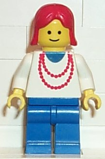 LEGO Minifigur Necklace Red - Blue Legs, Red Female Hair (ncklc007)