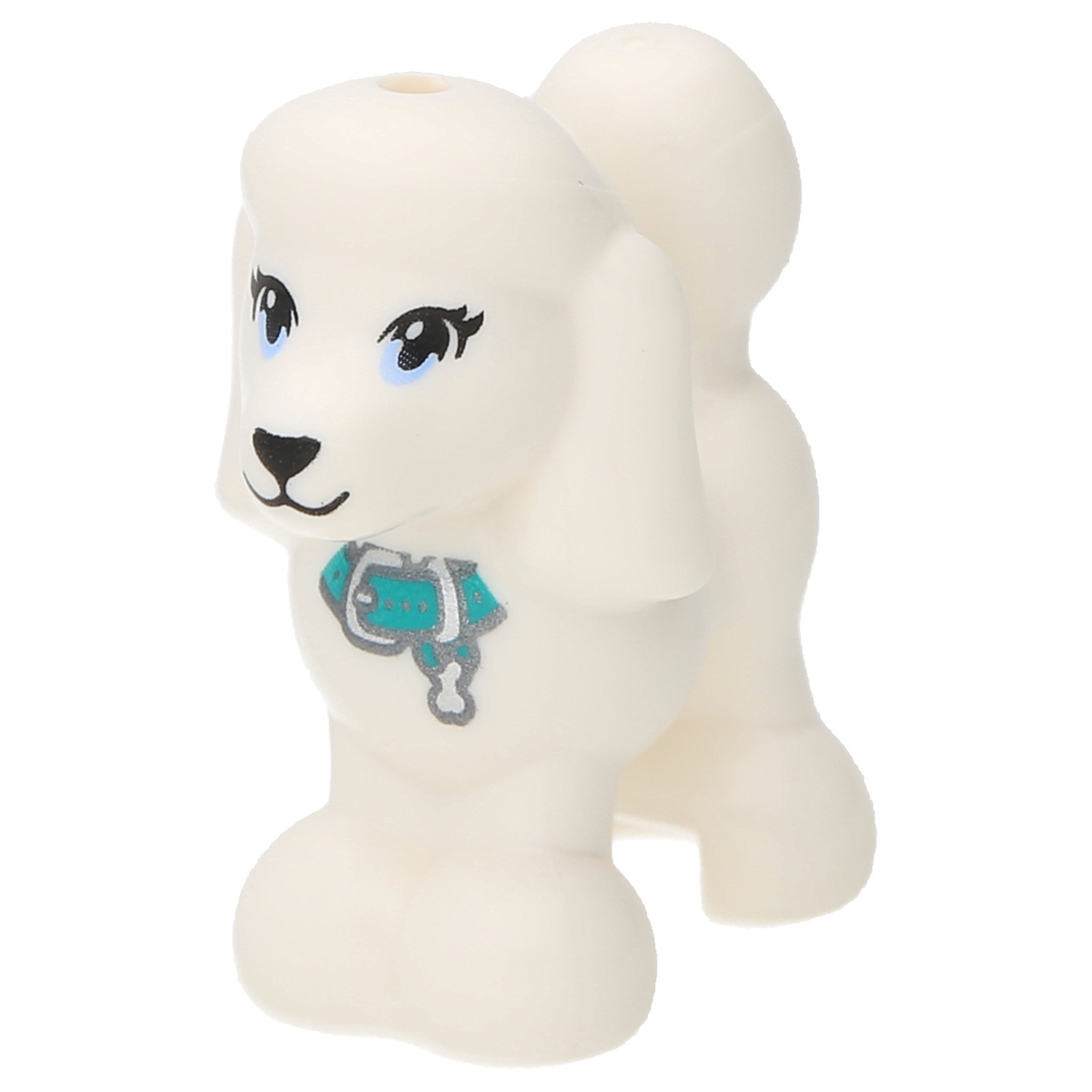 LEGO Hunde - Pudel mit dunkel türkisem Halsband aus LEGO Friends (Weiß)