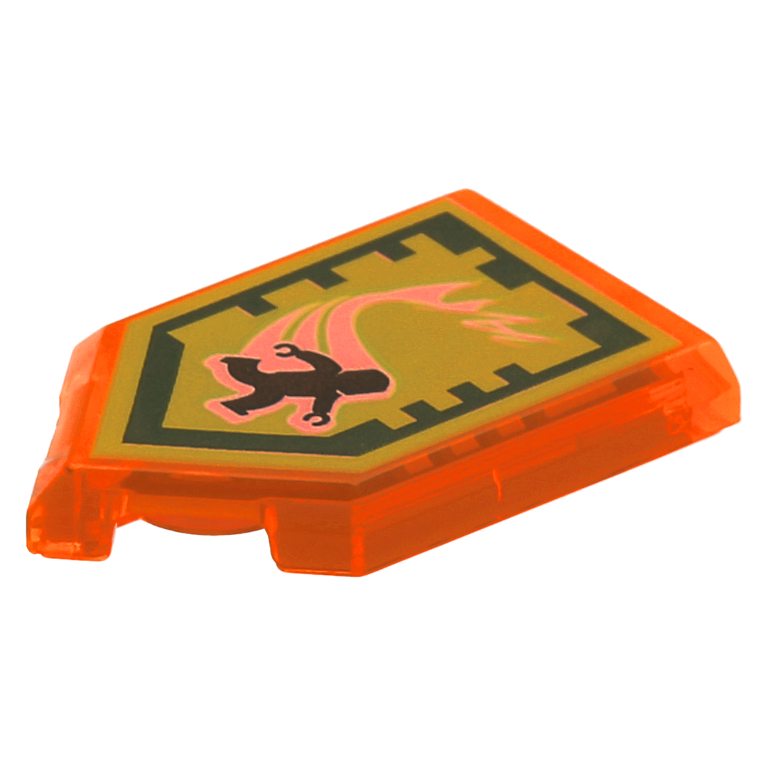 LEGO Tiles (printed) - 2 x 3 Pentagonal with Nexo Power print (transparent Orange)