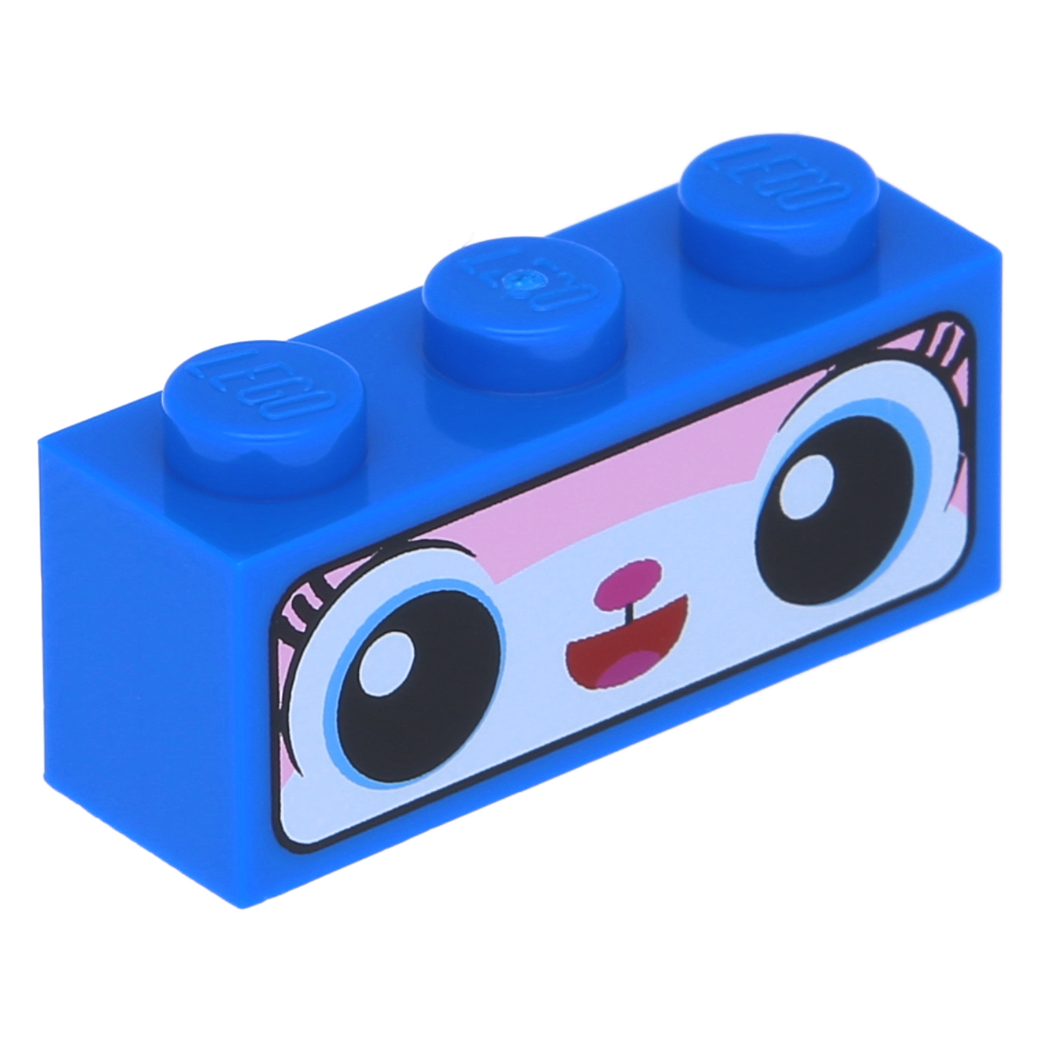 LEGO Steine (bedruckt) - Stein 1 x 3 Katzengesicht mit schwarzem Rand (Blau) (Astro Kitty)