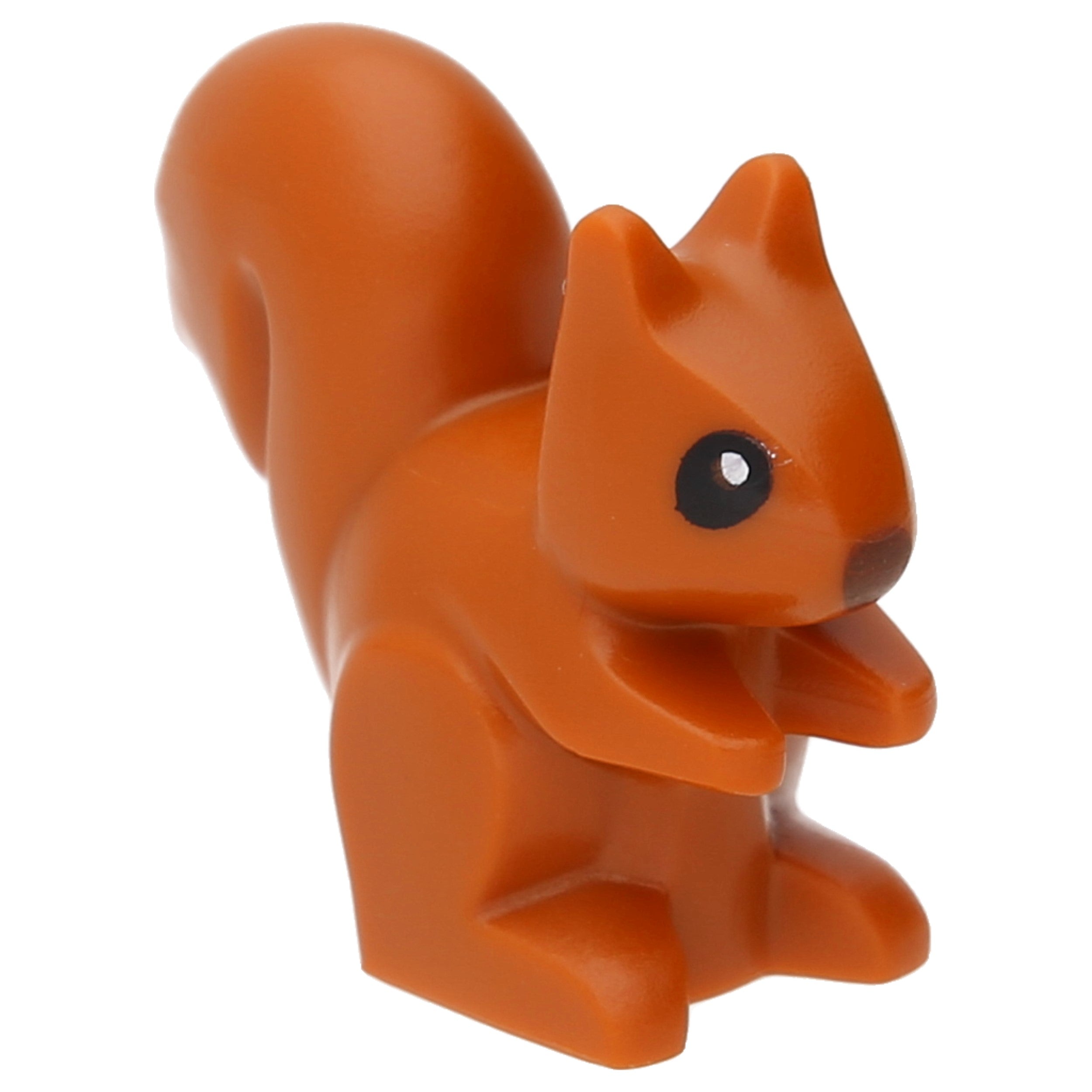 Lego animals (other) - squirrel with black eyes and red -brown nose (dark orange)