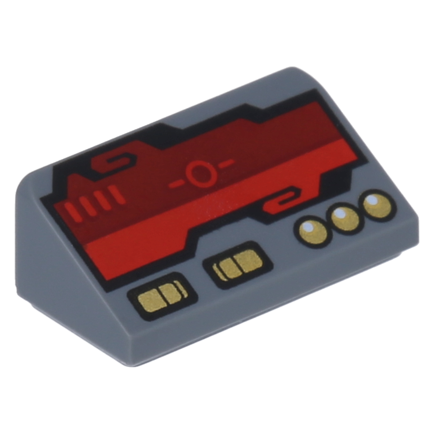 LEGO Slopes (printed) - 1 x 2 x 2/3 with sensor card, gold switches and buttons (30°)