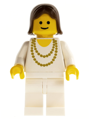 LEGO Minifigur Necklace Gold - White Legs, Brown Female Hair (trn006)