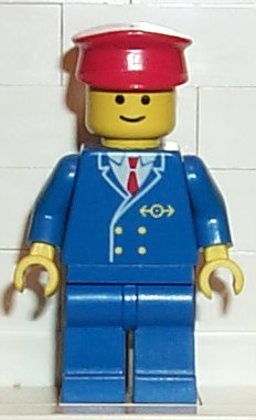 LEGO Minifigur Railway Employee 1, Blue Legs (trn046)