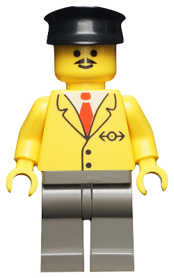 LEGO Minifigur Railway Employee 5, Dark Gray Legs, Black Hat (trn059)