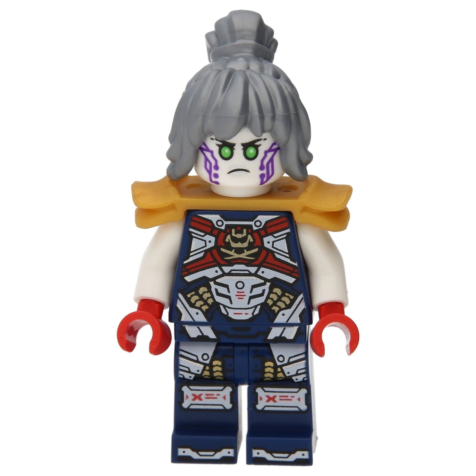 LEGO Minifigur Ninjago Pixal mit einem goldenen Sai und 2 Gesichtern (njo0742)